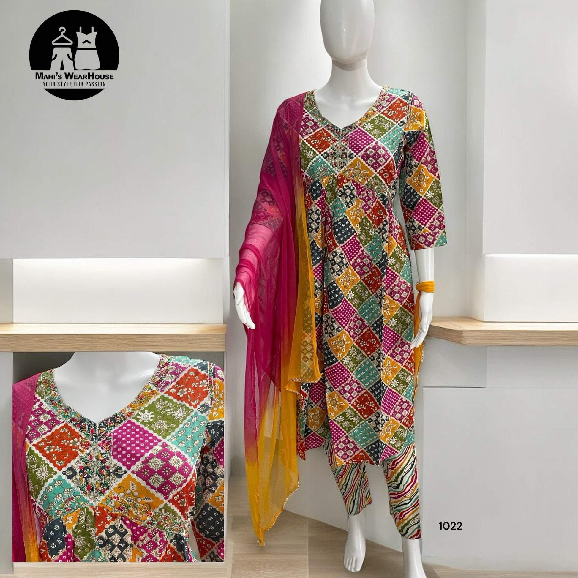 Alia Cut Suit in Multi Colour