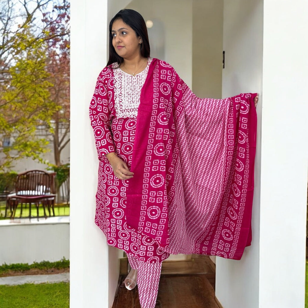 Elegant Cotton Ethnic Suit with Intricate Threadwork