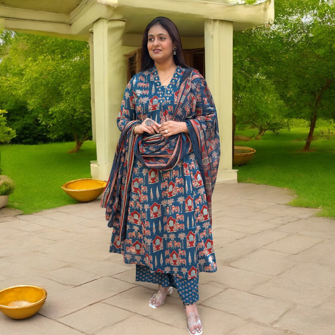 Leher – Jaipuri A-Line Suit Set