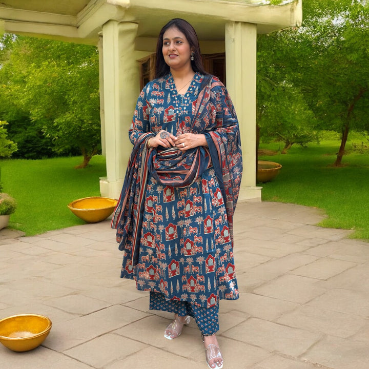 Leher – Jaipuri A-Line Suit Set