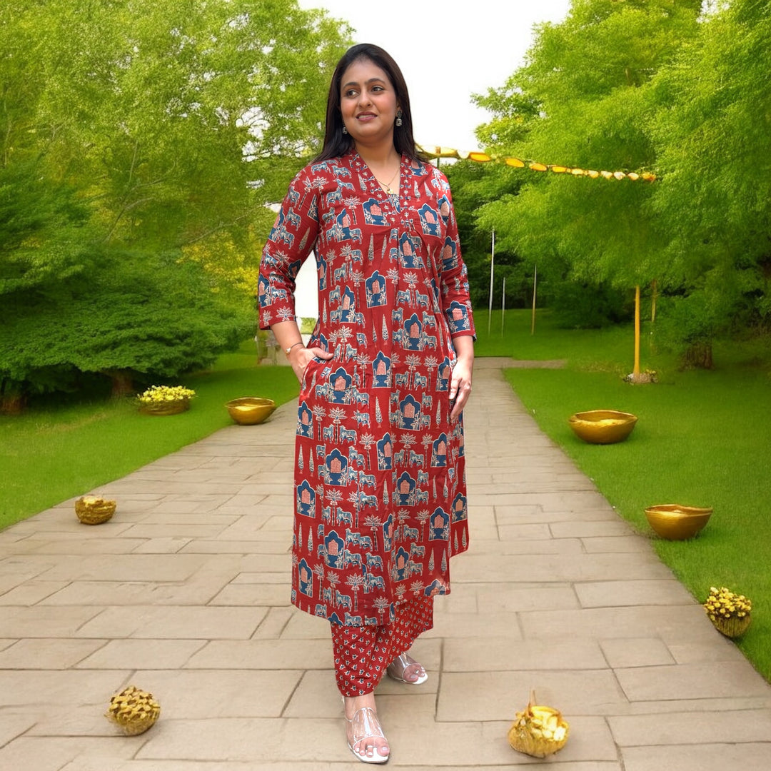 Leher – Jaipuri A-Line Suit Set