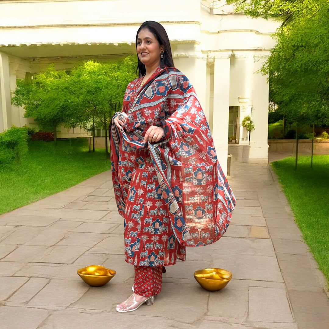 Leher – Jaipuri A-Line Suit Set