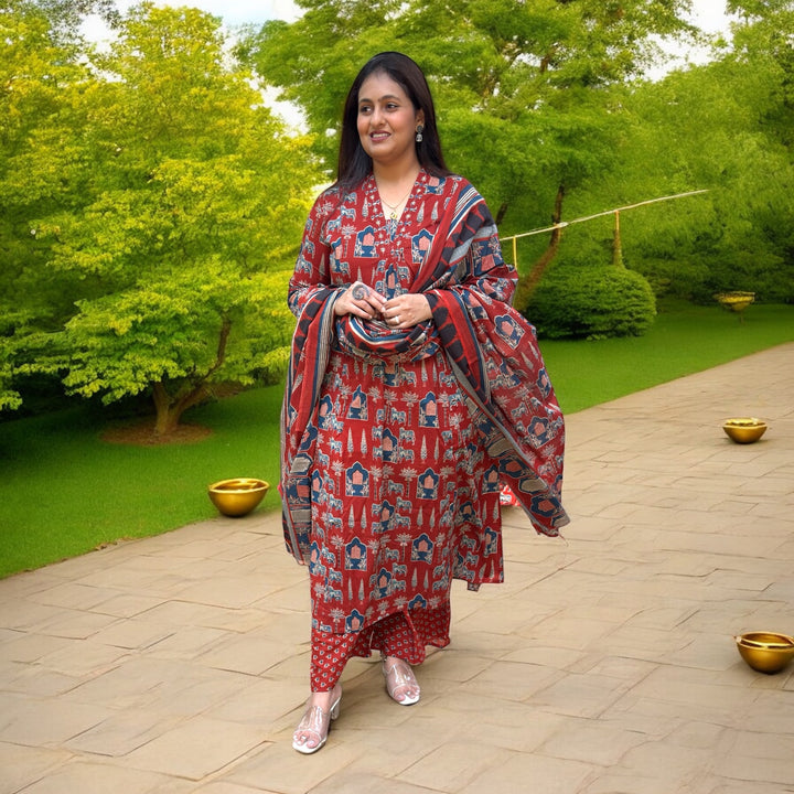 Leher – Jaipuri A-Line Suit Set