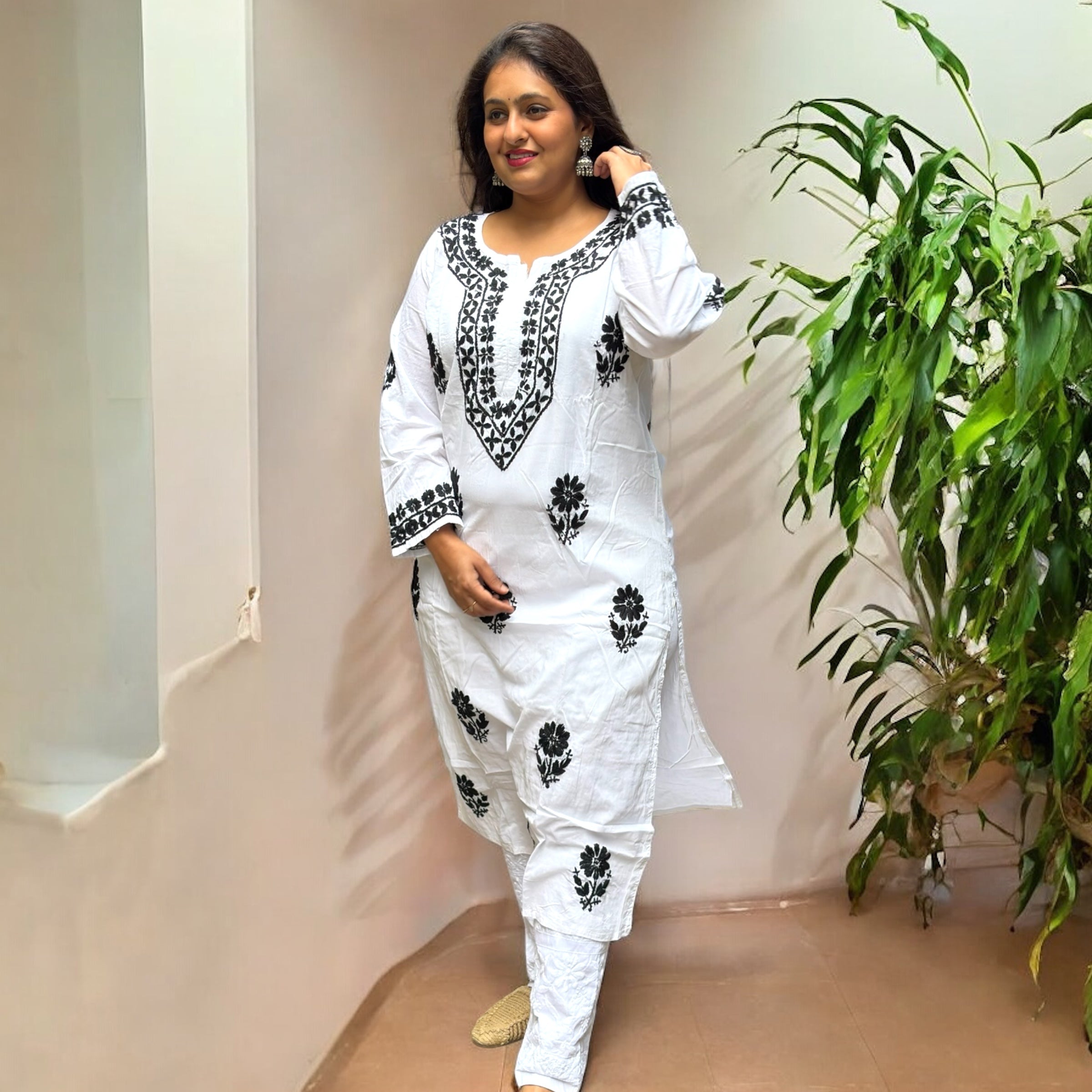 Misri Cotton Chikankari Kurti