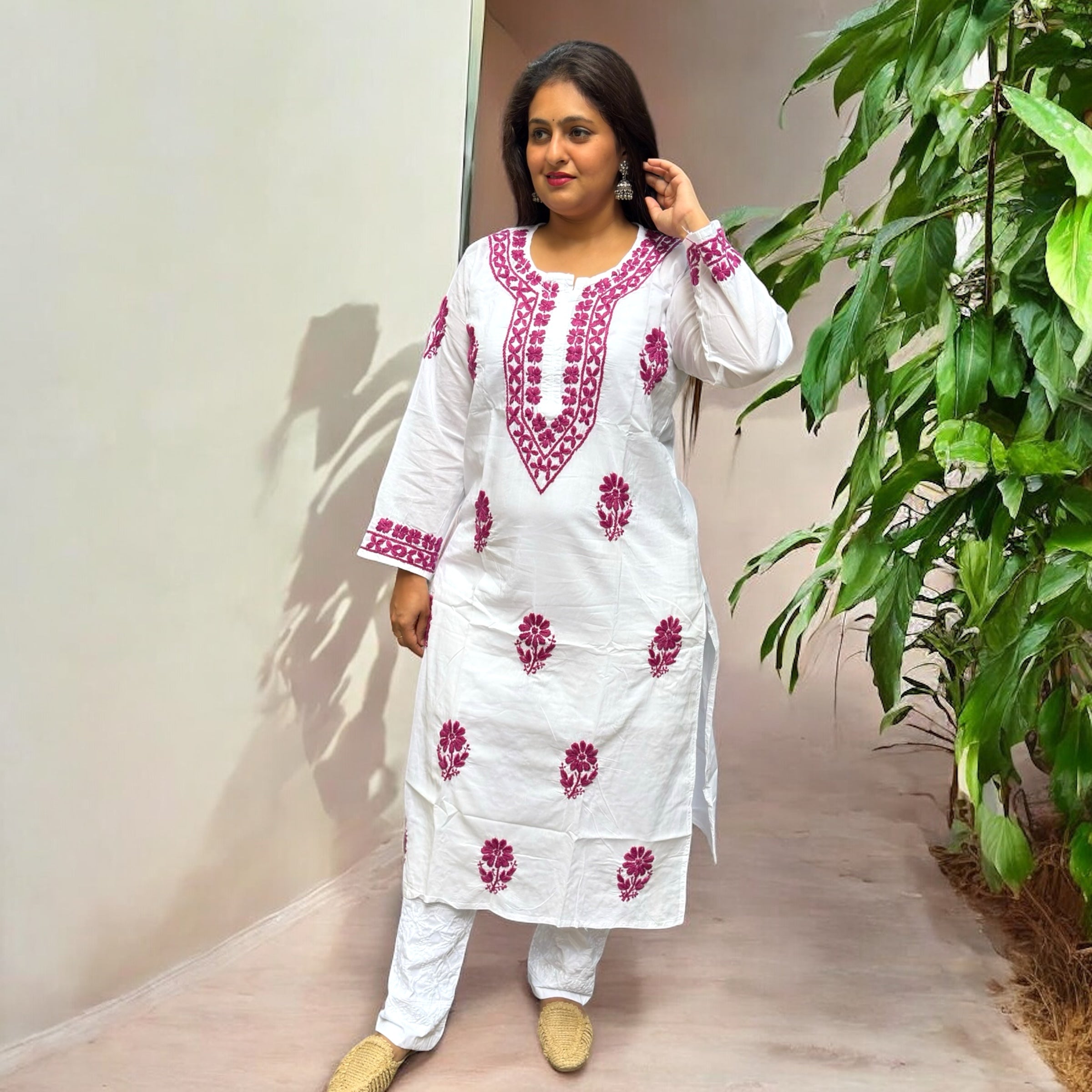 Misri Cotton Chikankari Kurti