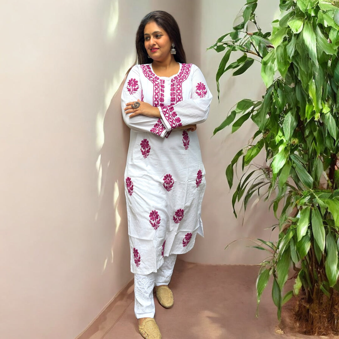 Misri Cotton Chikankari Kurti