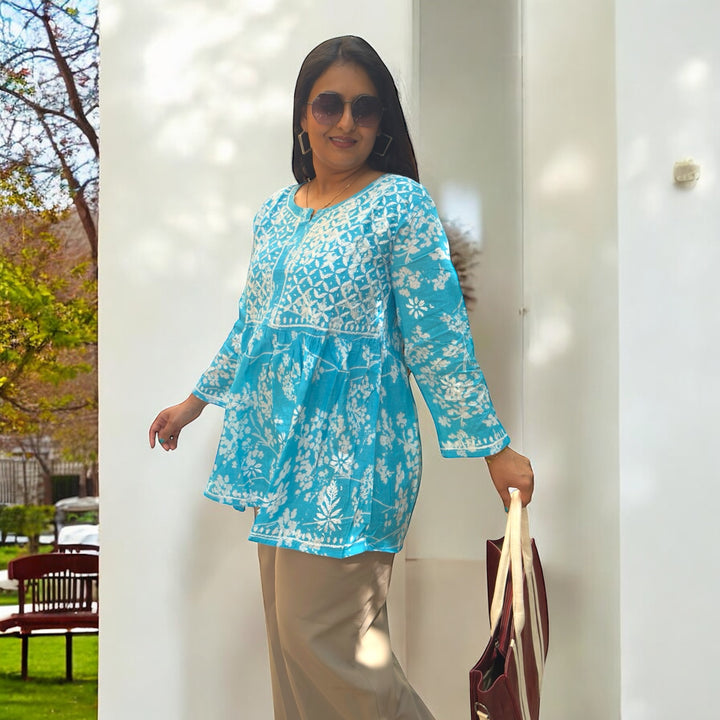 Jalsa-e-Gul – Chikankari A-Line Short Kurti