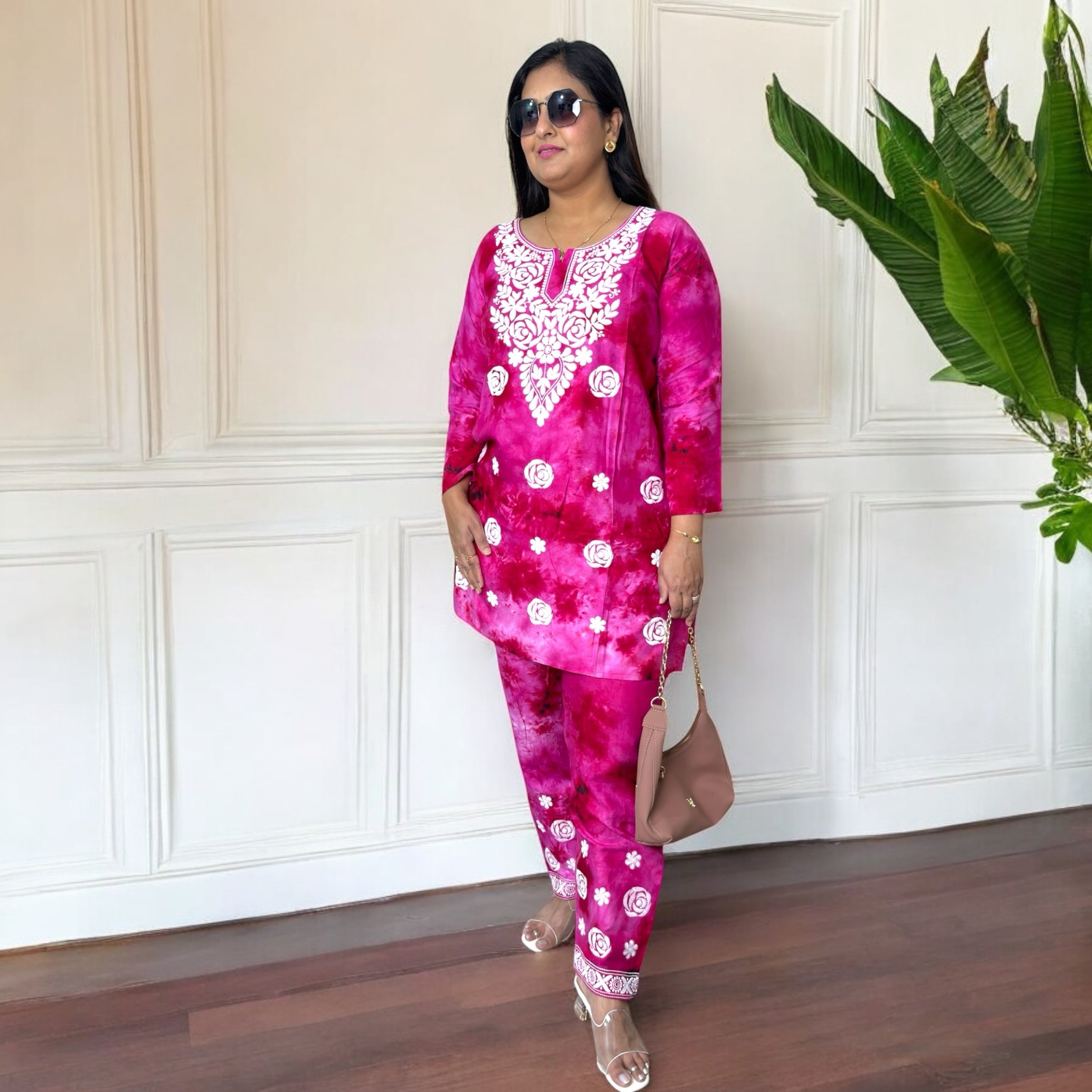 Elegant Chikankari Tie-Dye Co-ord Set – Breezy & Stylish