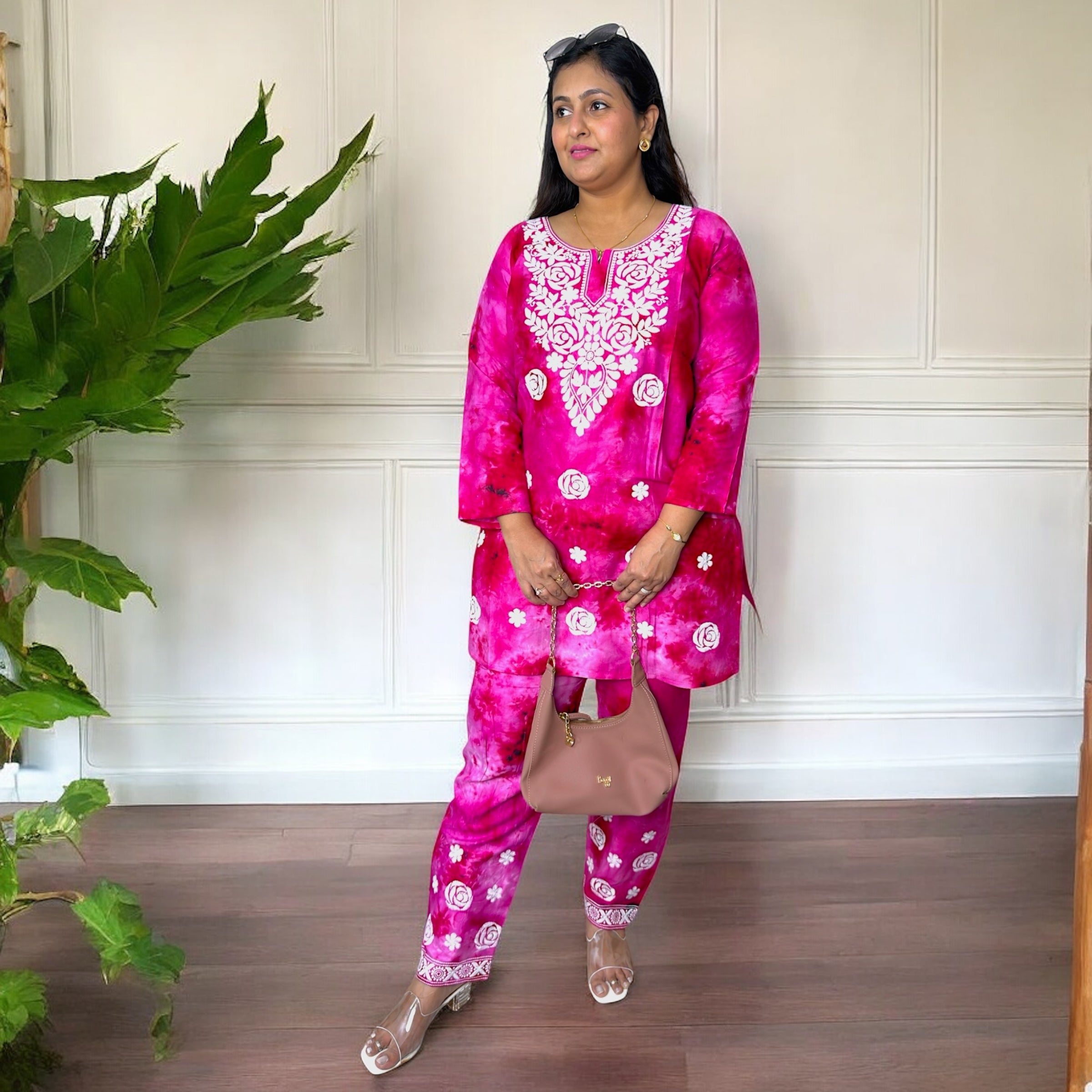 Elegant Chikankari Tie-Dye Co-ord Set – Breezy & Stylish