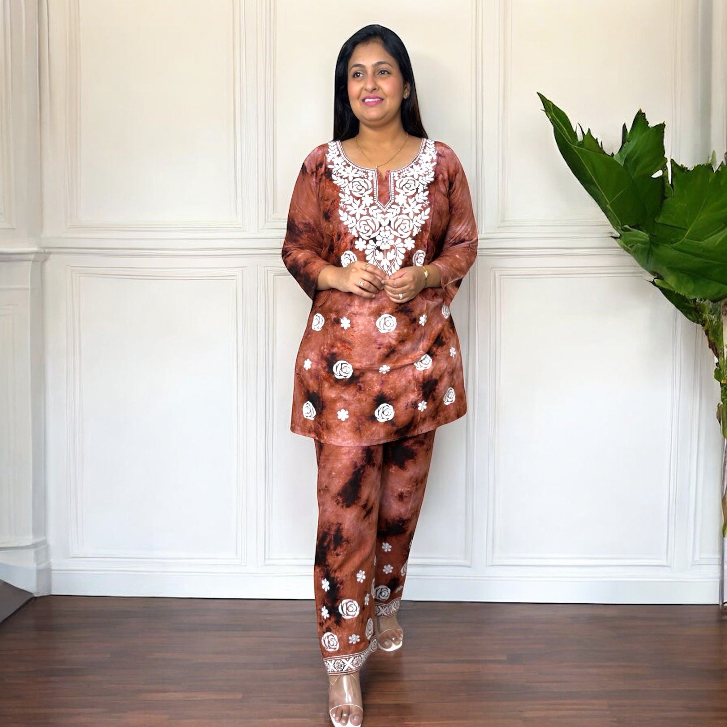 Elegant Chikankari Tie-Dye Co-ord Set – Breezy & Stylish