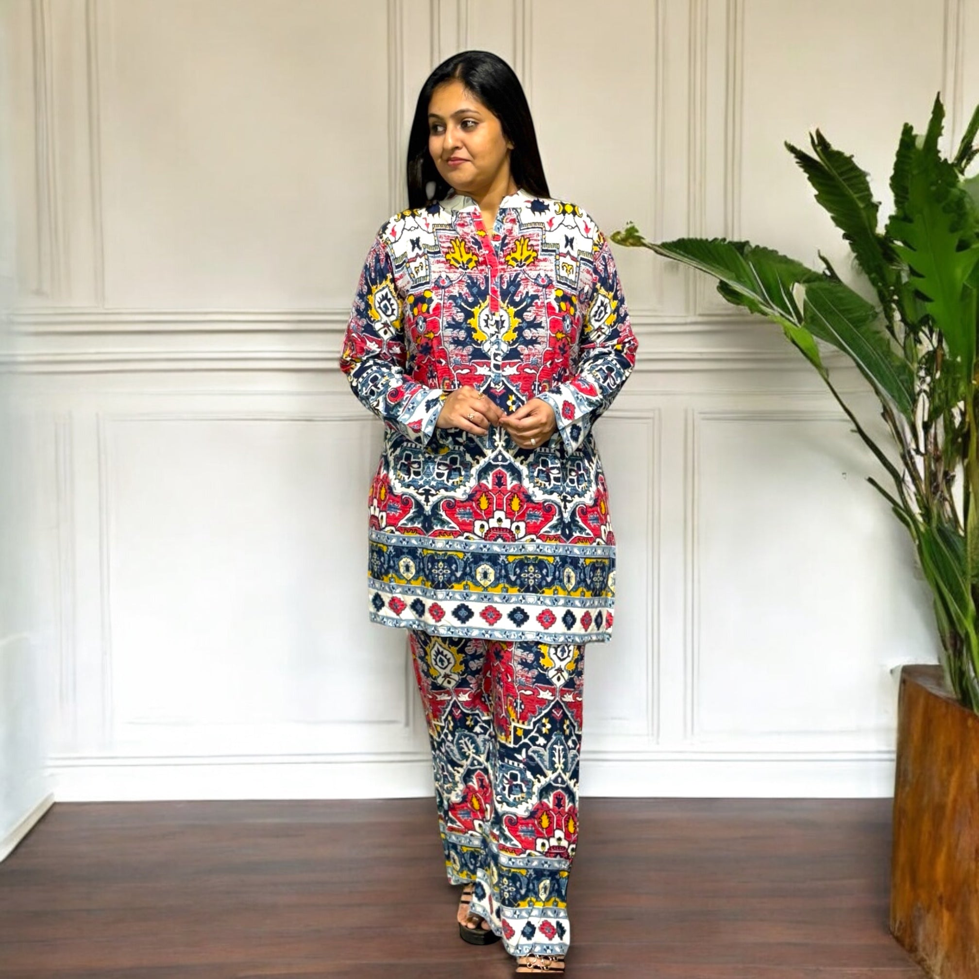 Boho Charm Printed Rayon Airport Coord Set