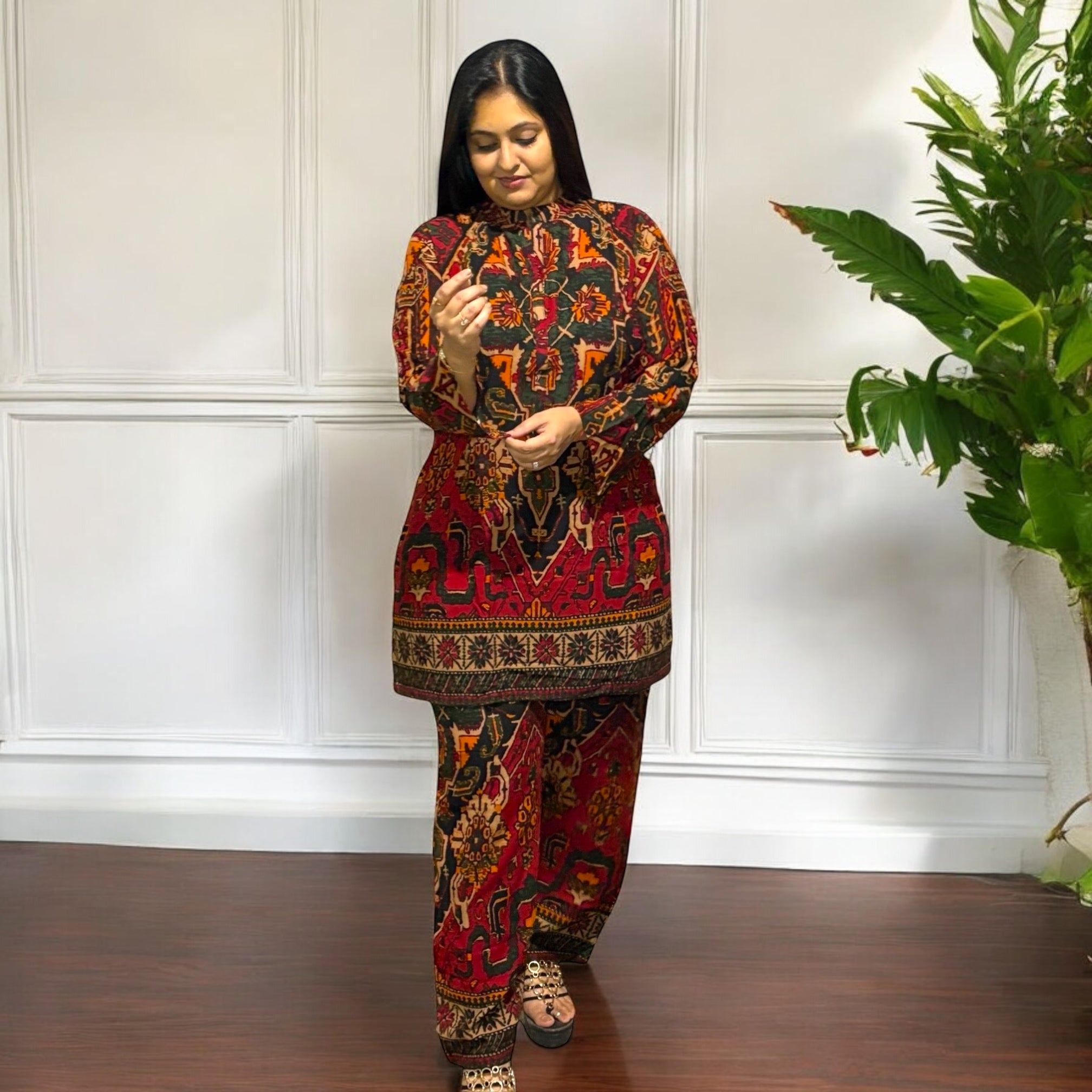 Boho Charm Printed Rayon Airport Coord Set