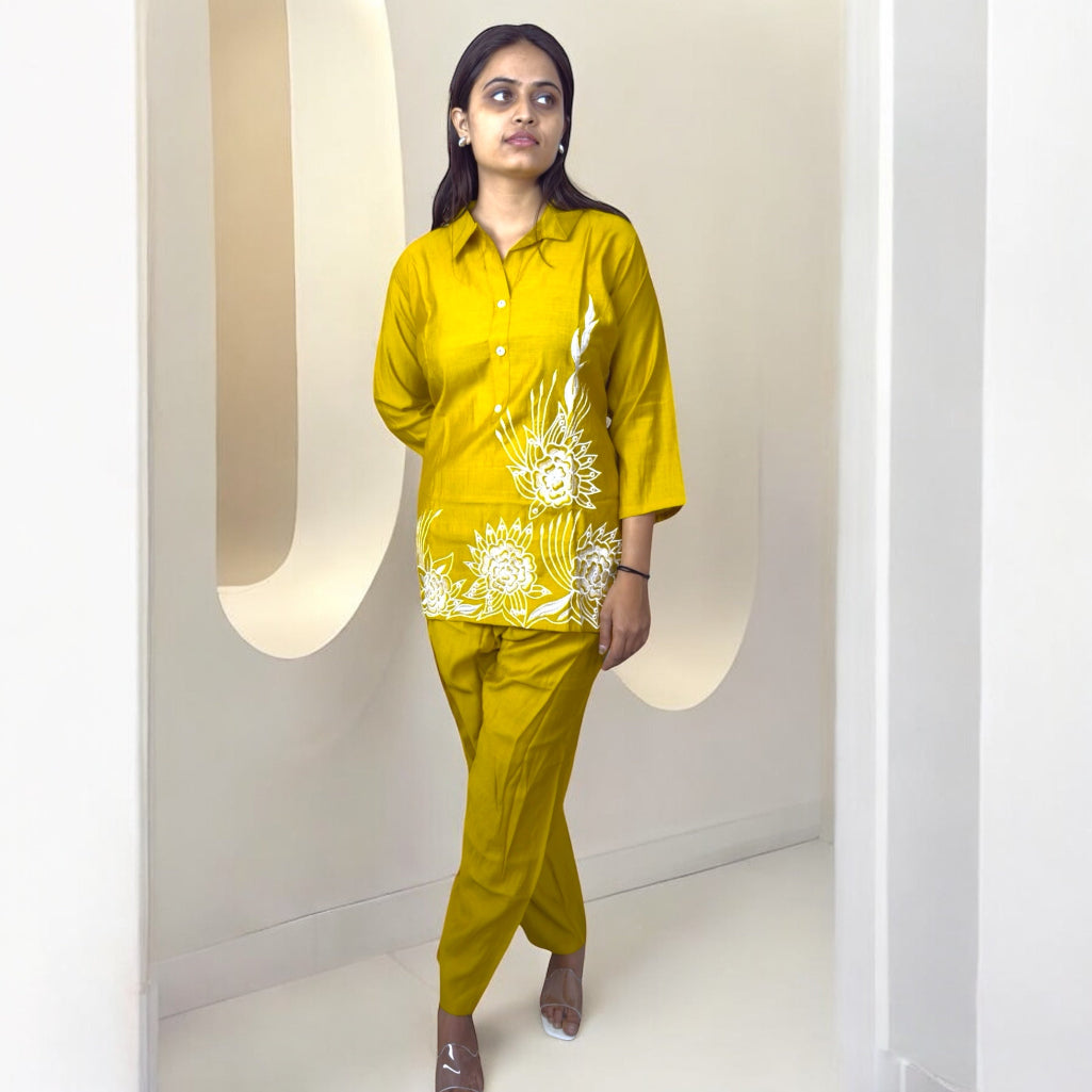 Elegant Embroidered Cotton Coord Set