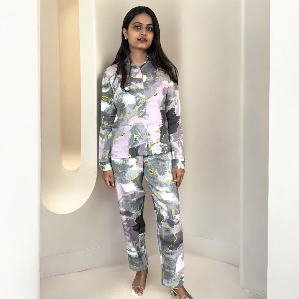 Palette Pop: Slub Cotton Shirt & Pants Coord Set