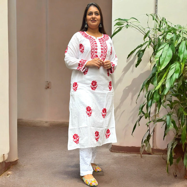 Misri Cotton Chikankari Kurti