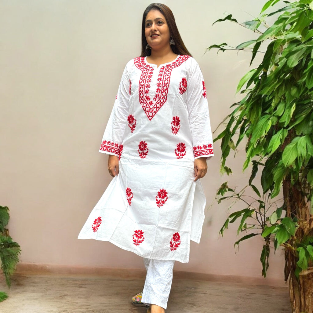 Misri Cotton Chikankari Kurti