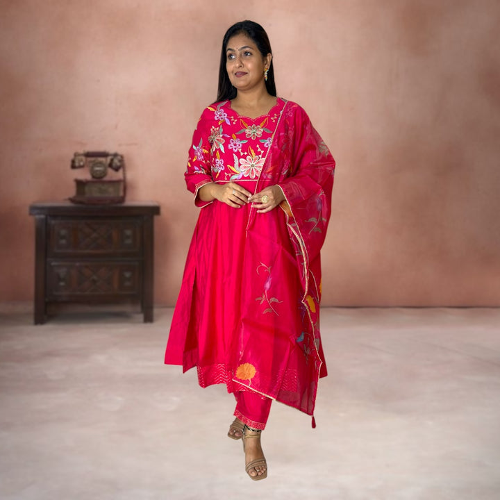 Rangrez Mul Chanderi Anarkali Suit Set