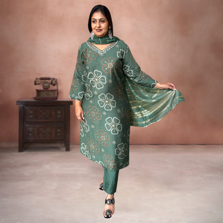 Royal Bandhej Print Vatican Silk Suit Set