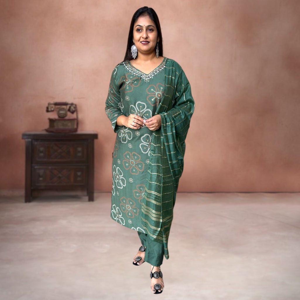 Royal Bandhej Print Vatican Silk Suit Set