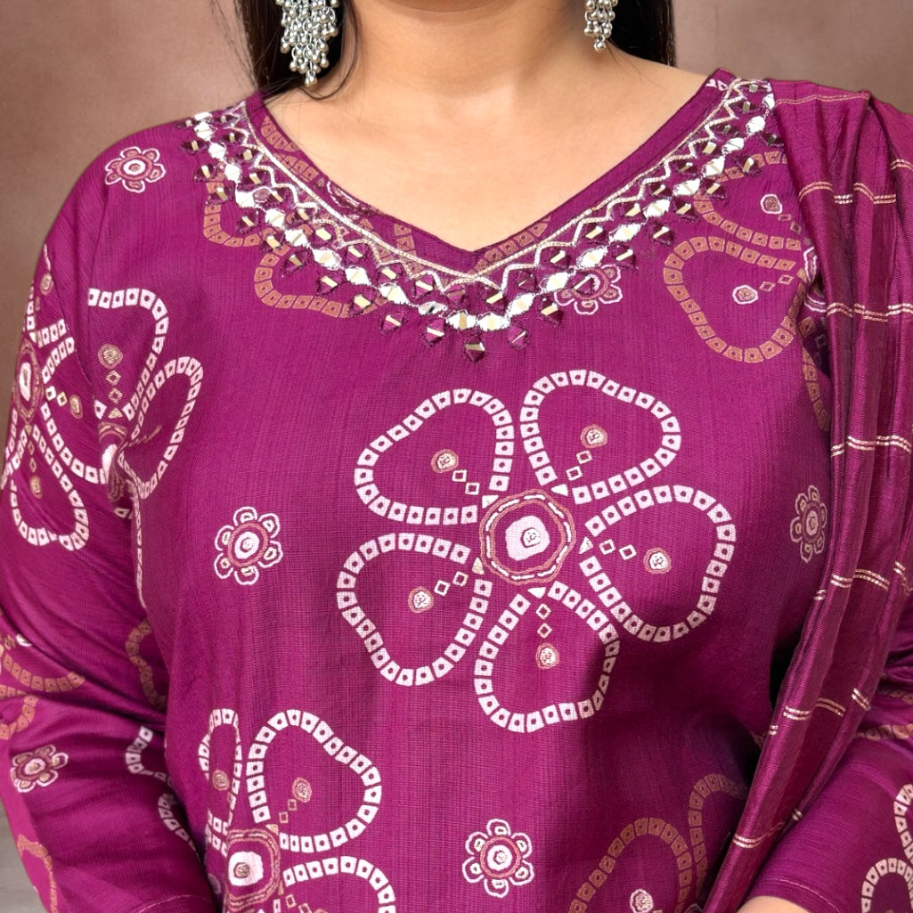 Royal Bandhej Print Vatican Silk Suit Set