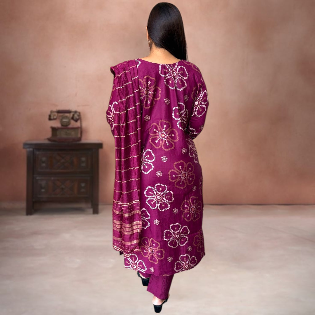 Royal Bandhej Print Vatican Silk Suit Set