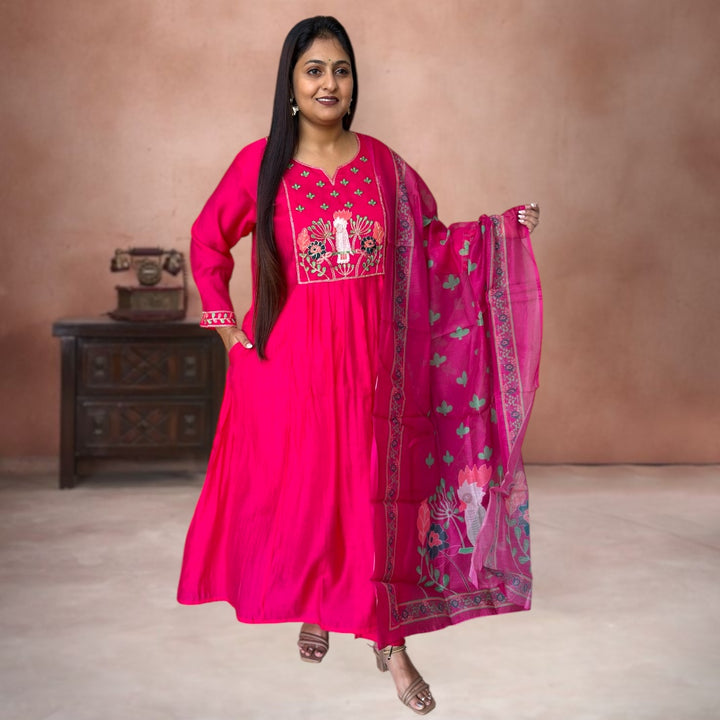 Radiant Bloom Mul Chanderi Suit Set