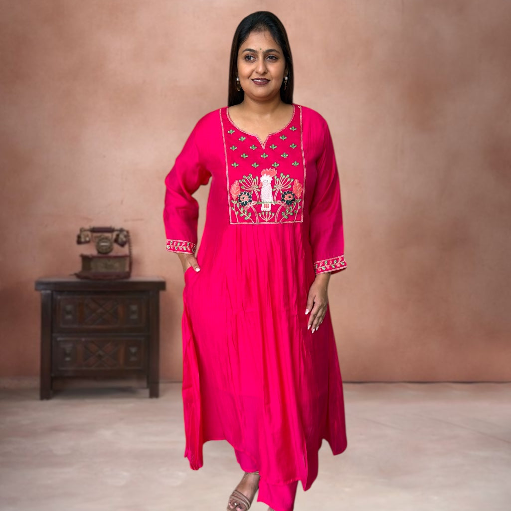 Radiant Bloom Mul Chanderi Suit Set