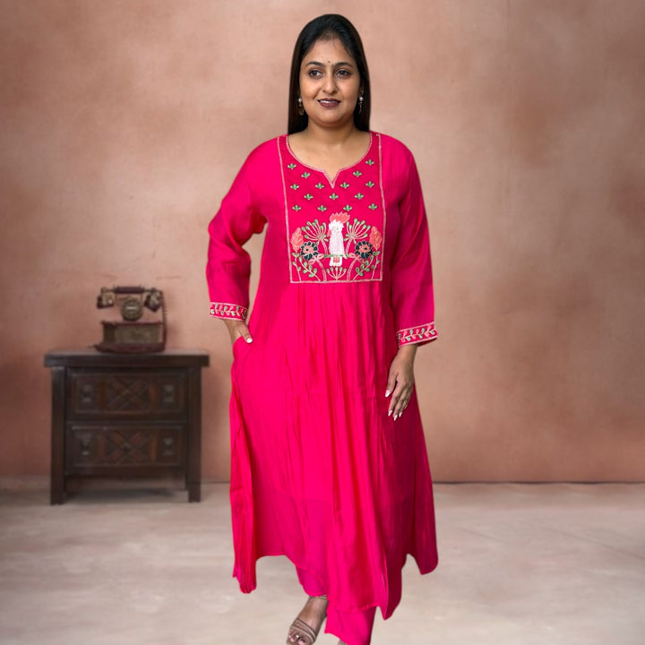 Radiant Bloom Mul Chanderi Suit Set