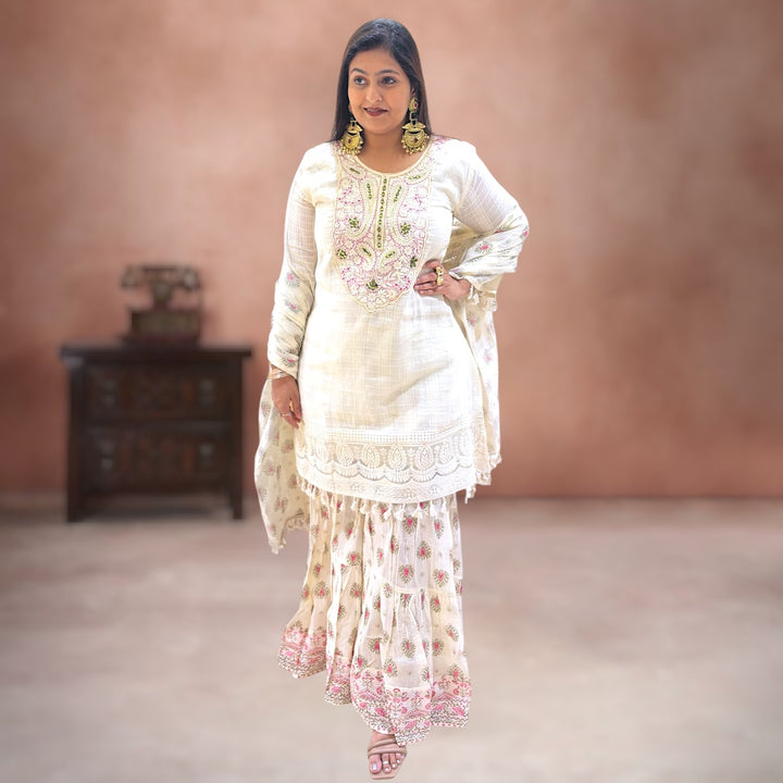Ivory Bloom mal cotton Sharara Set