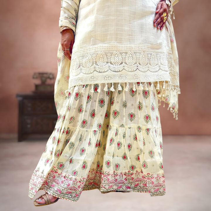 Ivory Bloom mal cotton Sharara Set