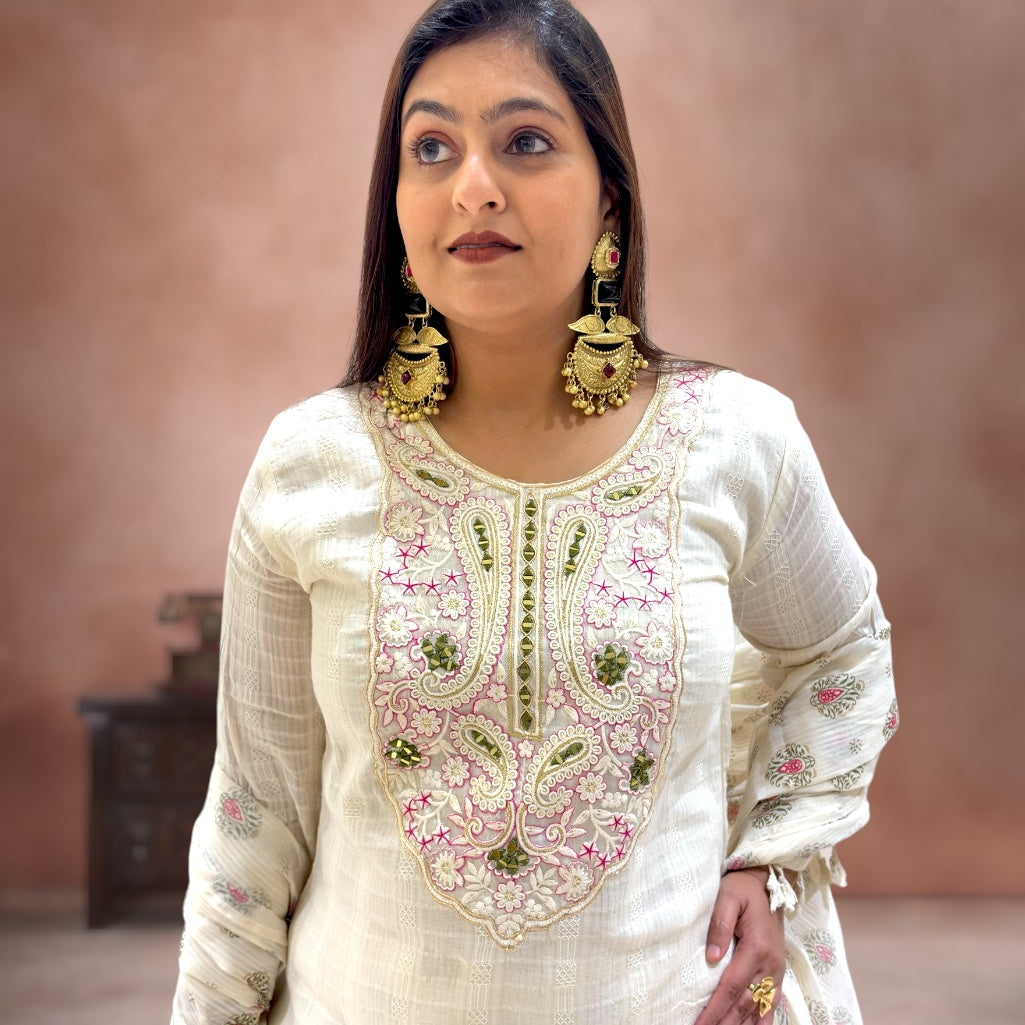 Ivory Bloom mal cotton Sharara Set