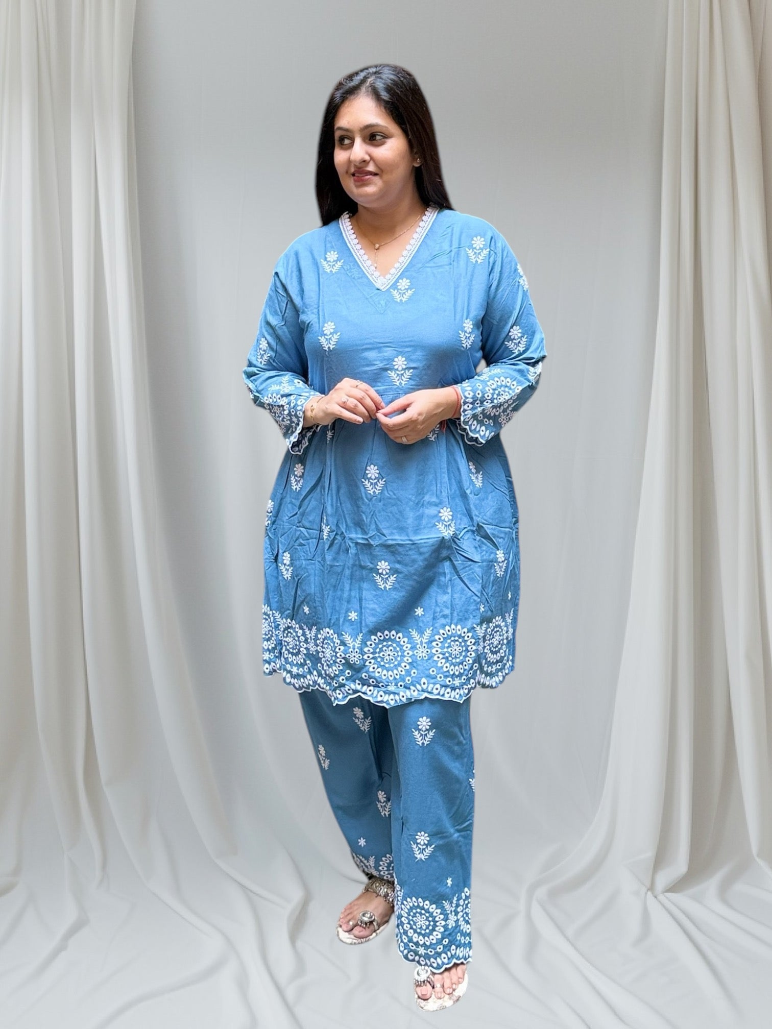 Blue Chikankari Coordset